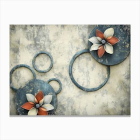 3d Art Design with Circles and Flowers on Grunge Canvas Print