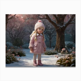 Little Girl In The Snow 1 Canvas Print