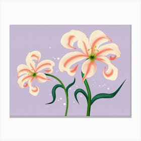 Modern Retro Elegant Lilies - Soft Peach on Lavender Leinwandbilder