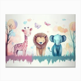 Art With Animals and Pastel Colors Canvas Print