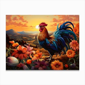 Rooster In The Field 2 Canvas Print