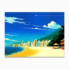 Japan, Okinawa, anime city on the bay — City Pop art, anime landscape poster, retrowave/vaporwave poster, 80s, panoramic poster. Hayao Miyazaki style 1 Canvas Print