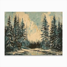 Vintage Wooded Pines 1 Canvas Print