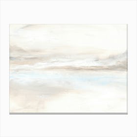 Soft Muted Neutral Abstract Landscape Painting, Coastal, Organic, Beige, White, Blue Canvas Print