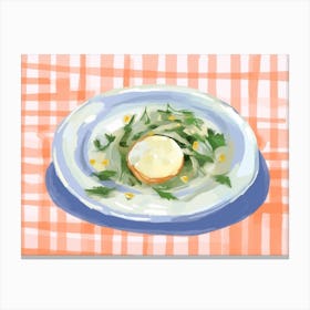 A Plate Of Leeks, Top View Food Illustration, Landscape 4 Canvas Print