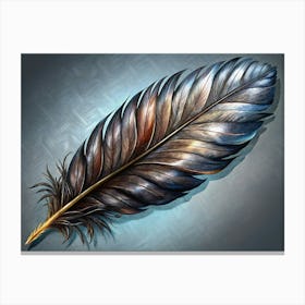 Watercolor Painting Of A Black Feather Canvas Print