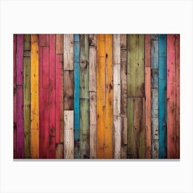 Colorful Wood Wall Canvas Print