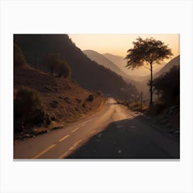 Road In The Mountains At Sunset 2 Canvas Print