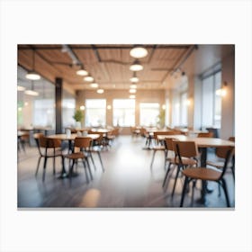 Blurred Interior Of A Modern Cafe With Tables And Chairs Canvas Print