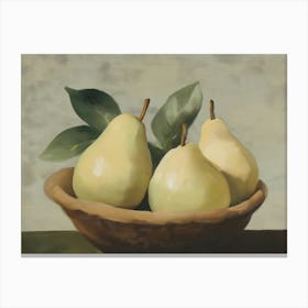 Three Pears In A Bowl Canvas Print