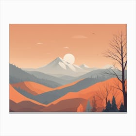 Misty mountains horizontal background in orange tone 48 Canvas Print