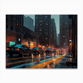 Rainy Night In New York City Canvas Print