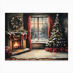 Christmas In The Living Room 1 Canvas Print