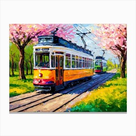 Cherry Blossom Tram Canvas Print