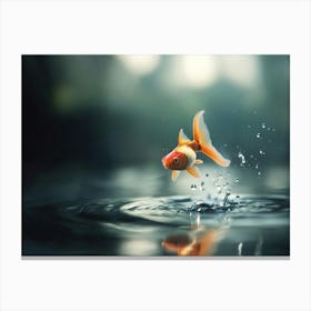 Goldfish Jumping Out Of Water Canvas Print