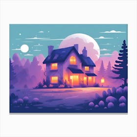 Halloween House In The Forest Canvas Print