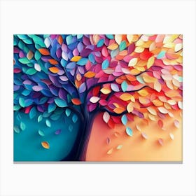 Elegant Colorful Tree with Vibrant Leaves Hanging Branches 11 Canvas Print