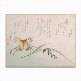 Crab And Rice Plant, Katsushika Hokusai Canvas Print