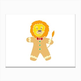 Gingerbread Lion, Fun Circus Animal, Cake, Biscuit, Sweet Treat Print, Landscape Canvas Print