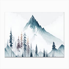 Mountain And Forest In Minimalist Watercolor Horizontal Composition 120 Canvas Print