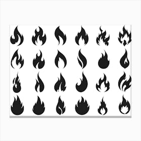 Black Fire Flame Set 3 Canvas Print