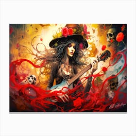 Witches And Music 5 - Mysticals With A Guitar Canvas Print