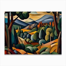 Abstract Landscape With Trees 3 Canvas Print