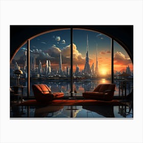 Futuristic Cityscape of Dubai Canvas Print