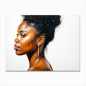 Side Profile Of Beautiful Woman Oil Painting 130 Canvas Print