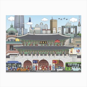 Seoul Pixel Canvas Print