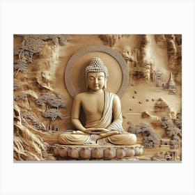 3d Hindu Ancient Religious Buddha Golden Artwork Stampe su tela