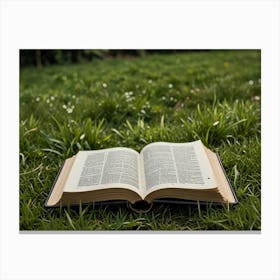 Open Bible In The Grass Canvas Print