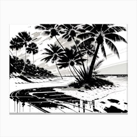Black And White  Of Palm Trees Canvas Print