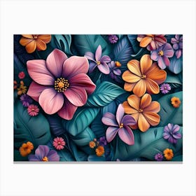 3d With Vibrant Floral Pattern 4 Leinwandbilder