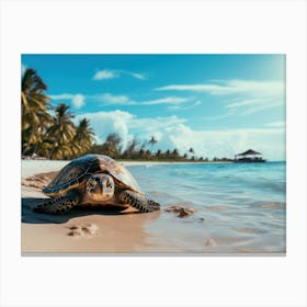 Turtle On The Beach 2 Canvas Print