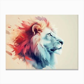 Lion Animal Abstract Art In Pastel Colors Canvas Print