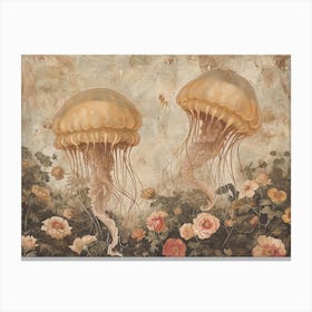 Floral Animal Illustration Jellyfish 3 Canvas Print