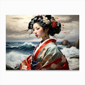 Geisha By The Sea 1 Canvas Print