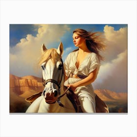 Woman Riding A Horse 7 Canvas Print