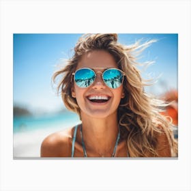 Smiling Woman On The Beach Canvas Print