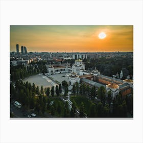 Aerial View Of Milan City At Sunset Canvas Print