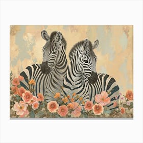 Floral Animal Illustration Zebra 1 Canvas Print