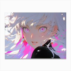 Girl With White Hair And Pink Eyes Canvas Print