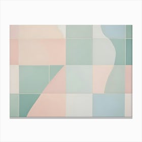 Seamless Geometric Pattern Background With Squares And Curved Shapes In Pastel Colors Canvas Print