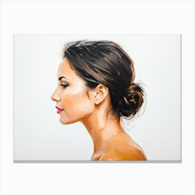 Side Profile Of Beautiful Woman Oil Painting 2 Canvas Print