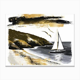 Sailboat On The Beach 6 Canvas Print