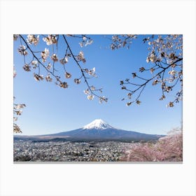 Fantastic View Of Mount Fuji With Cherry Blossoms Canvas Print