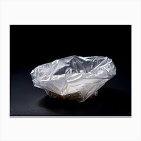 Crumpled Plastic Wrapper Casting Faint Shadows On A Clean Pitch Black Background Macro Perspective (5) Canvas Print