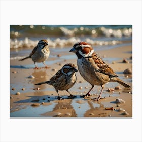 Beachy Sparrows Canvas Print