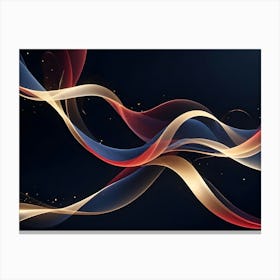 Abstract Background With Flowing, Wavy Lines In Red, Blue, And Gold Colors Canvas Print